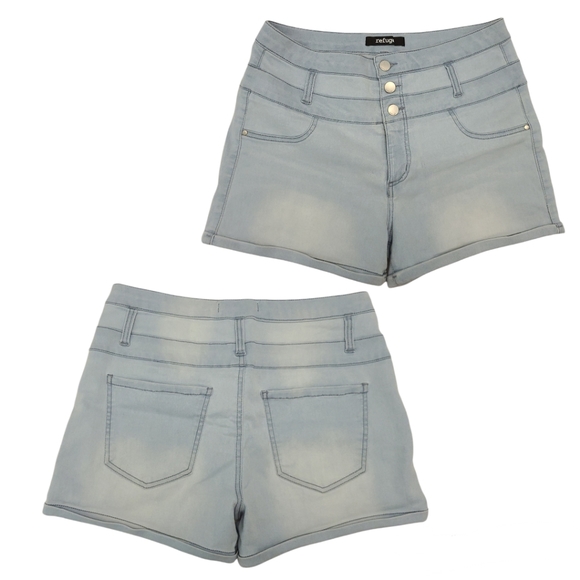 Refuge women's High Waist Stretch Denim Shorts - Picture 3 of 3